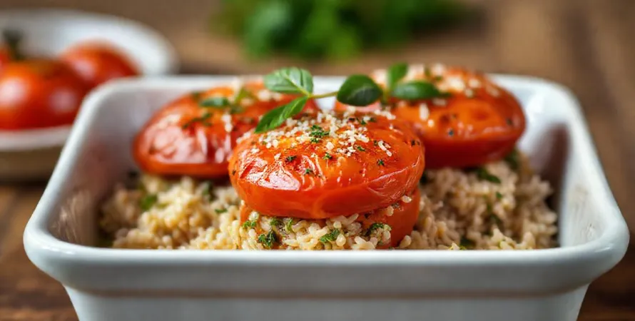 Tomates farcies au riz et aux herbes fraîches