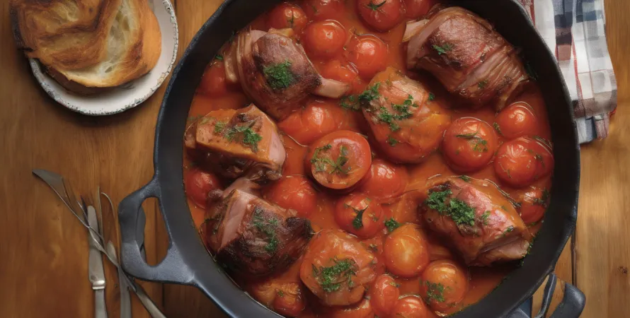 Côtes de porc braisées à la tomate