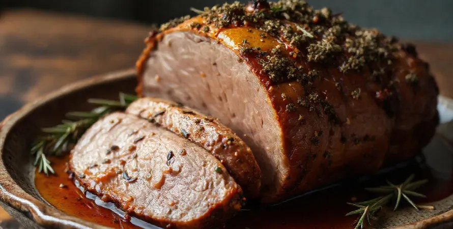 Rôti de porc confit aux graines de fenouil et romarin