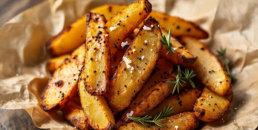 Quartiers de pommes de terre rôties au poivre noir