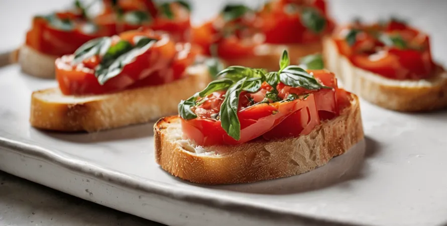 Bruchetta de tomates fresques