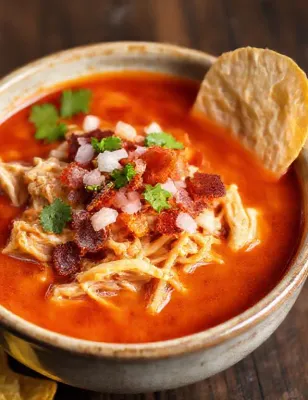 Soupe de poulet au piment chipotle et tortillas