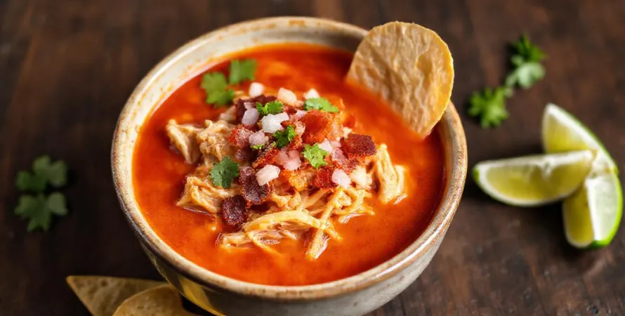 Soupe de poulet au piment chipotle et tortillas