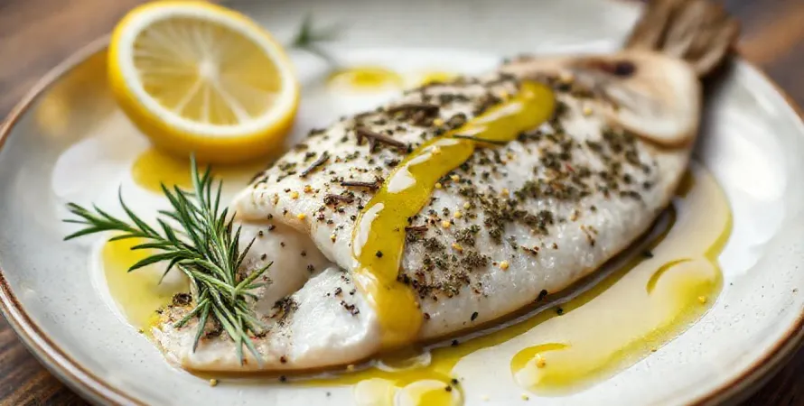 Filet de carrelet aux herbes et sa vinaigrette au citron