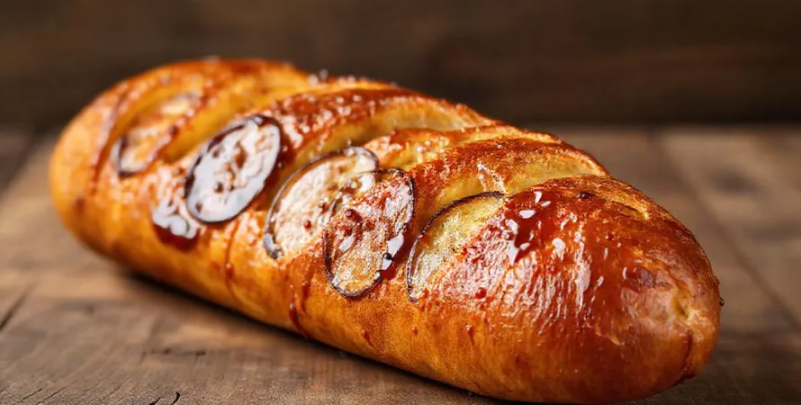 Baguette rôtie au beurre d'ail et au vin rouge