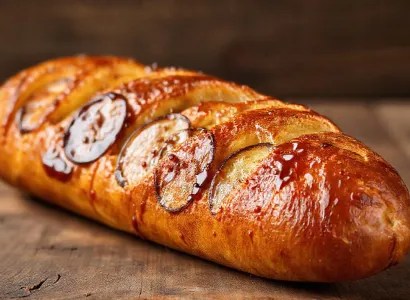 Baguette rôtie au beurre d'ail et au vin rouge