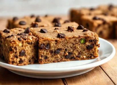 Carrés moelleux à la courgette, chocolat et noix