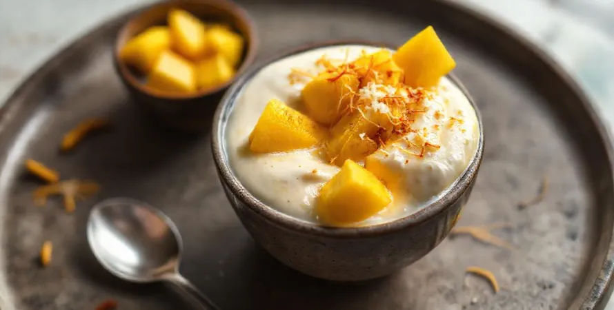 Shrikhand à la mangue et à la cardamome
