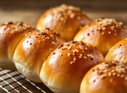 Pains moelleux à l'oignon et aux graines de sésame