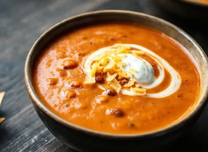 Velouté de haricots pinto et tomates épicées