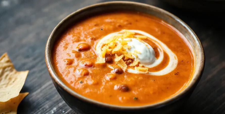 Velouté de haricots pinto et tomates épicées