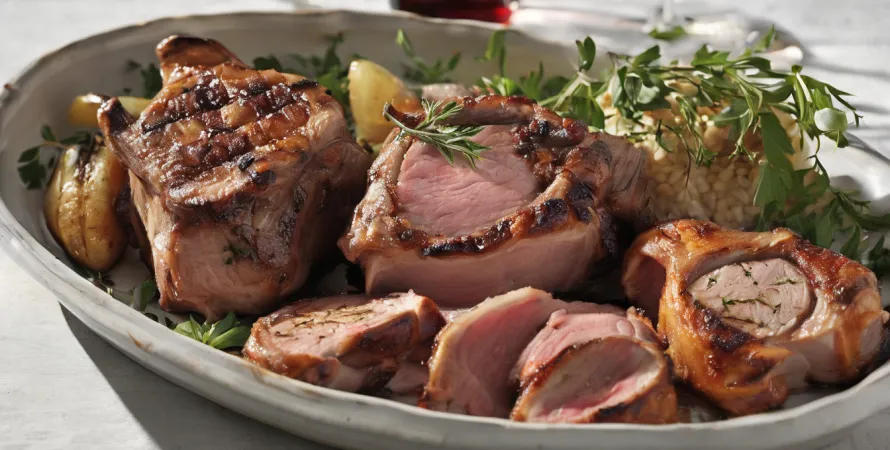 Côtes de porc grillées farcies