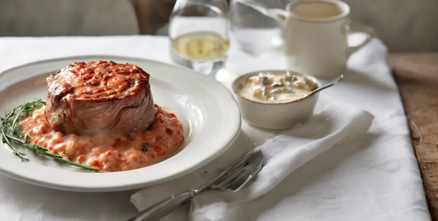 Steak au crabe et crème