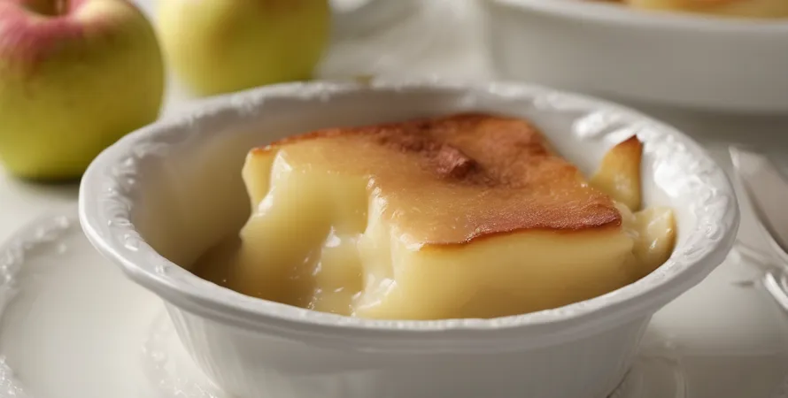 Pudding aux pommes chaud