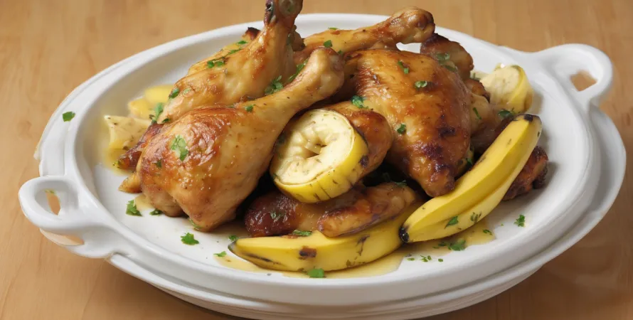 Poulet frit au four aux bananes