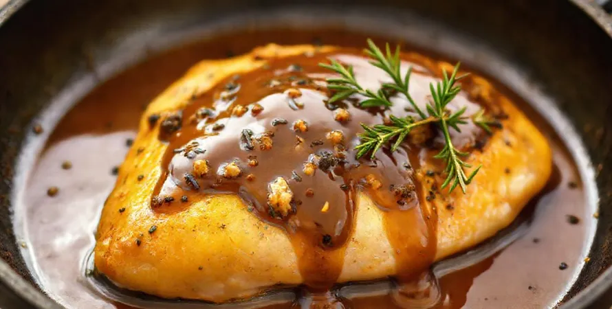 Poulet au four avec farcement et sauce