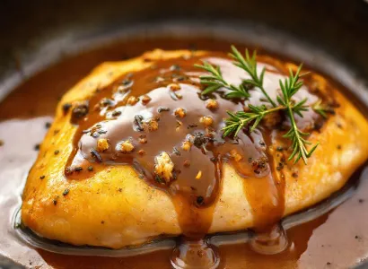 Poulet au four avec farcement et sauce
