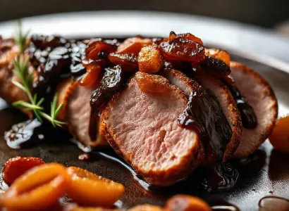 Filet de porc aux oignons glaces