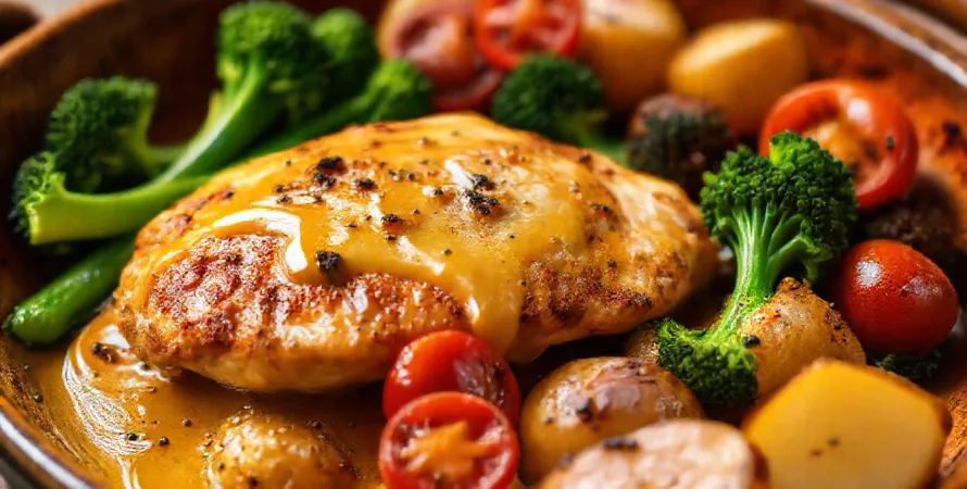 Poulet au fromage et tomates cerises
