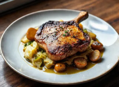 Côtes de porc au ail et chou