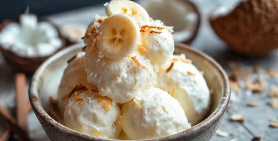Glace végane à la banane et au coco